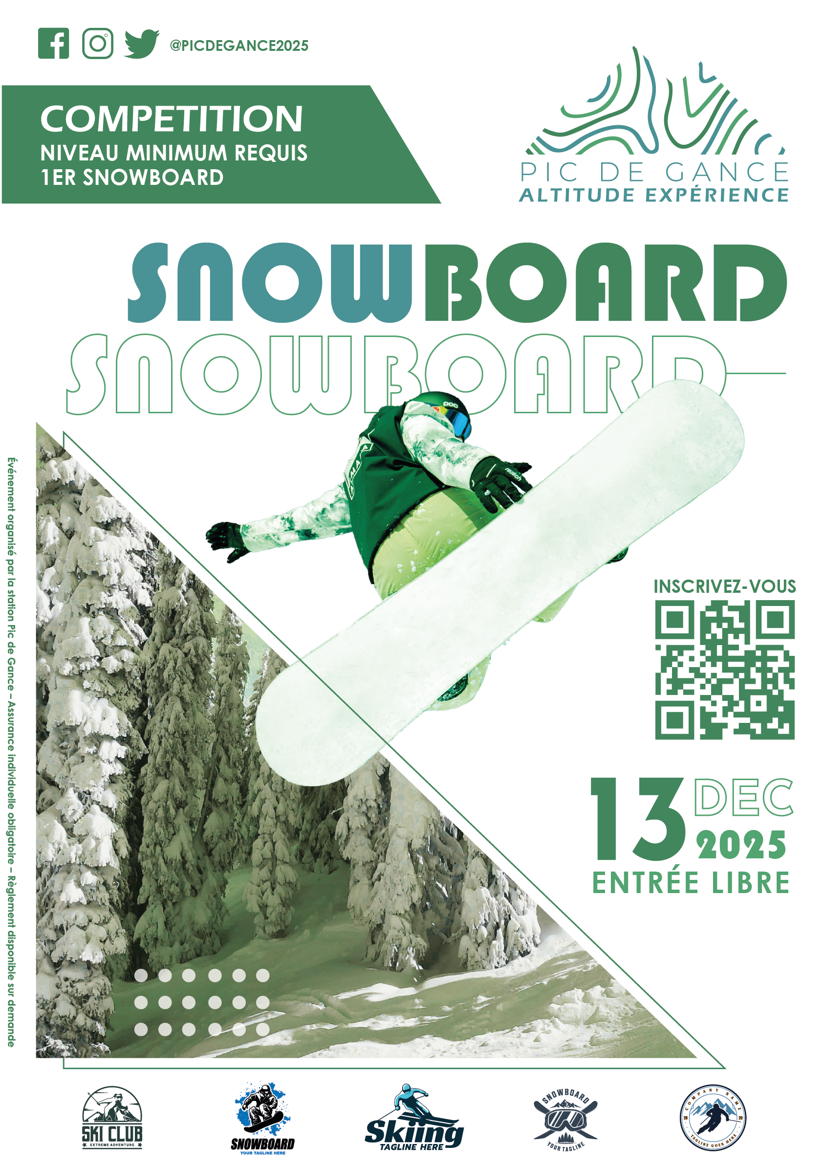 Affiche évènement compétition de snowboard station Pic de Gance site Beverly Dose, web designer UX UI à Bordeaux – Beverly Design