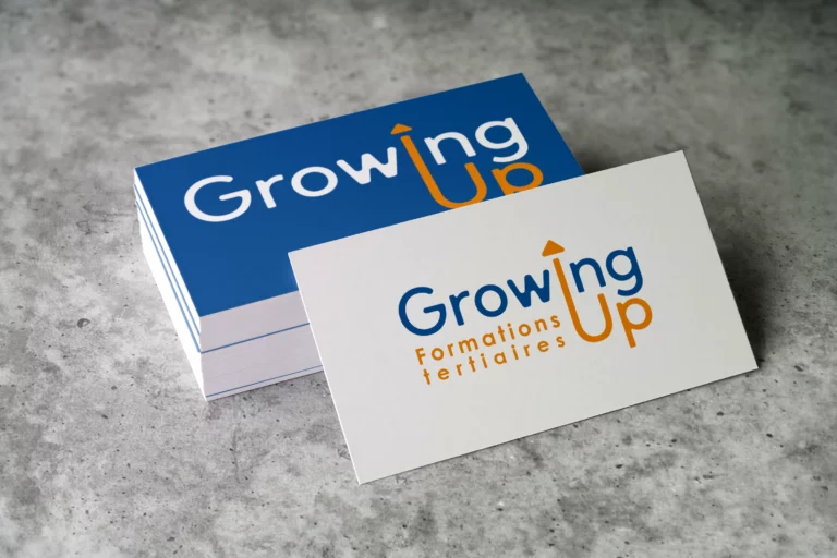 Mockup logo Growing Up cartes de visite site Beverly Dose, web designer UX UI à Bordeaux – Beverly Design