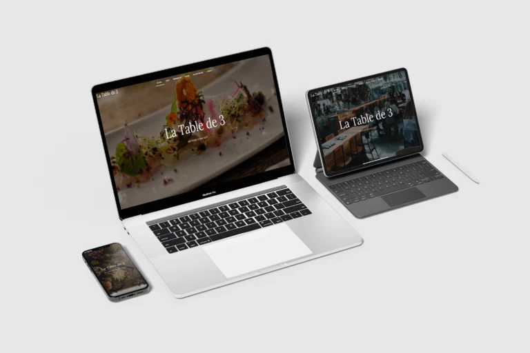 Mockup responsive site web La Table de Trois site Beverly Dose, web designer UX UI à Bordeaux – Beverly Design