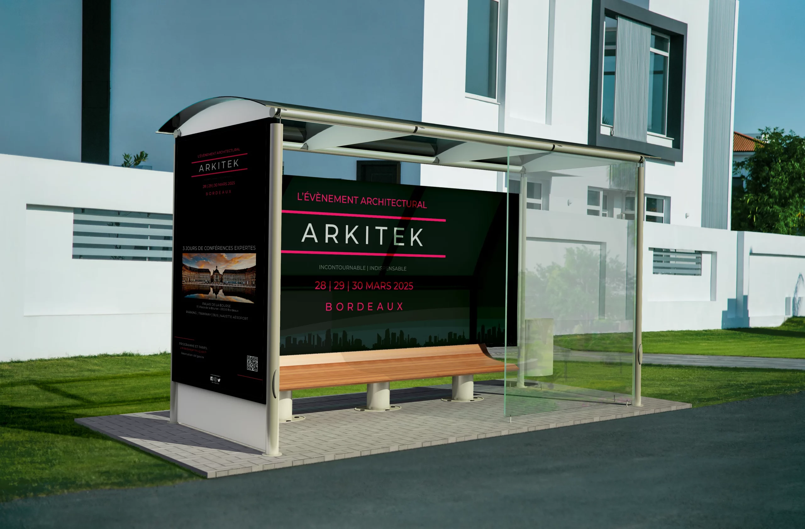 Mockup ARKITEK arrêt de bus site Beverly Dose, web designer UX UI à Bordeaux – Beverly Design